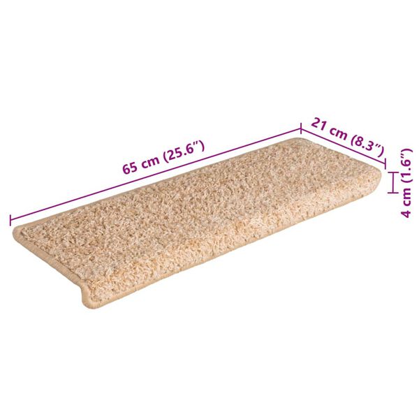 vidaXL Πατάκια Σκάλας Μοκέτα 15 τεμ. Χρυσά 65x21x4 εκ.