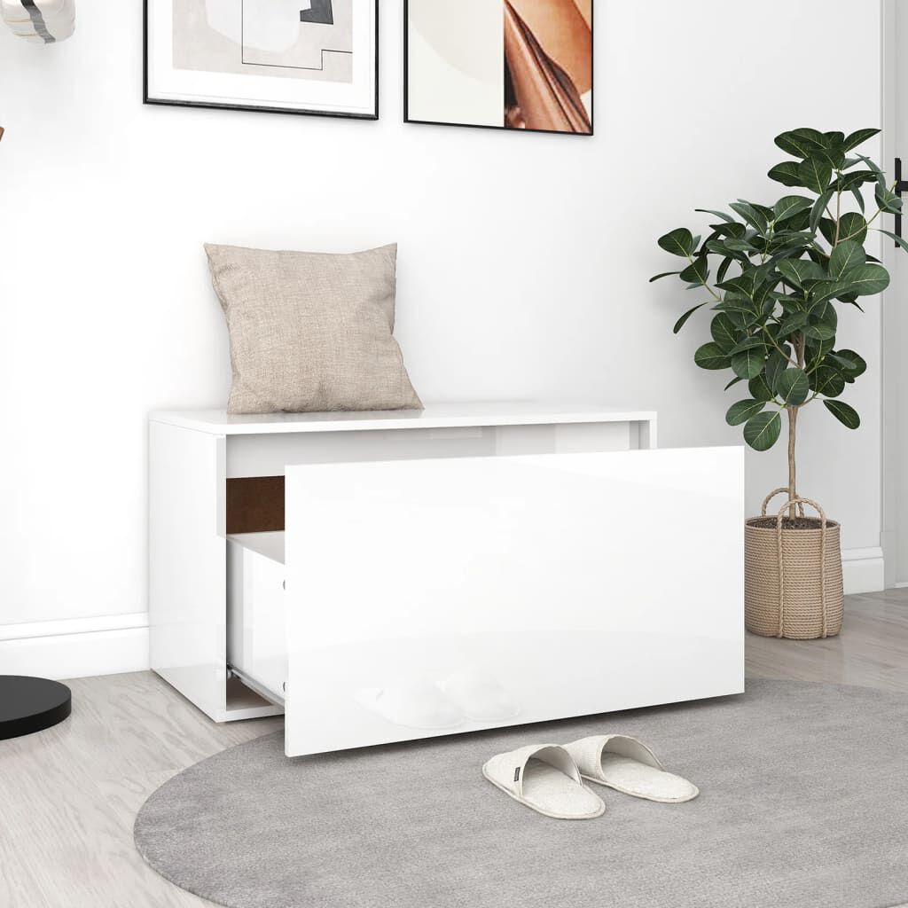 vidaXL Έπιπλο Χολ / Εισόδου Γυαλιστ. Λευκό 80x40x45εκ. από Επεξ. Ξύλο