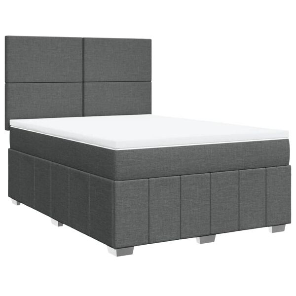 vidaXL Κρεβάτι Boxspring με Στρώμα Σκούρο Γκρι 140x200 εκ Υφασμάτινο