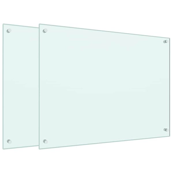 vidaXL Πλάτες Κουζίνας 2 τεμ. Λευκές 80x60 εκ. από Ψημένο Γυαλί