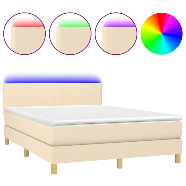 vidaXL &Kappa;&rho;&epsilon;&beta;ά&tau;&iota; Boxspring &mu;&epsilon; &Sigma;&tau;&rho;ώ&mu;&alpha; & LED &Kappa;&rho;&epsilon;&mu; 140x190 &epsilon;&kappa;. &Upsilon;&phi;&alpha;&sigma;&mu;ά&tau;&iota;&nu;&omicron;