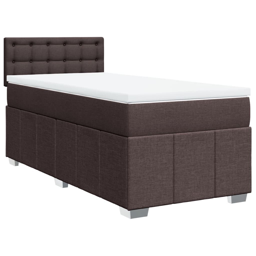 vidaXL Κρεβάτι Boxspring με Στρώμα Σκούρο Καφέ 80x200 εκ. Υφασμάτινο
