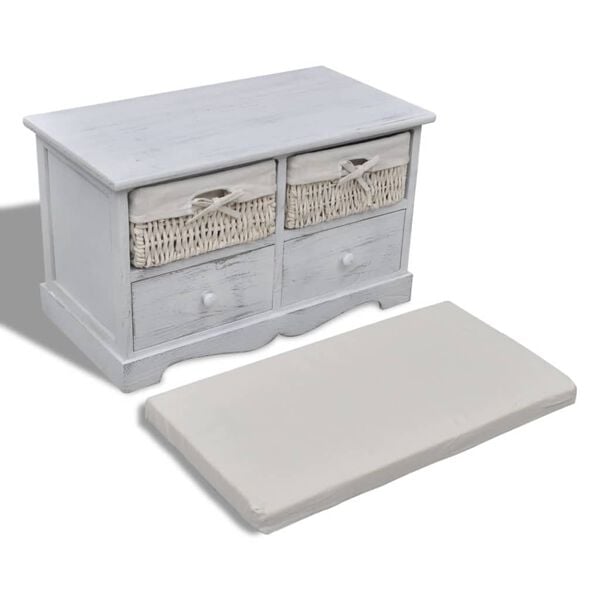 vidaXL Πάγκος με Αποθηκευτικό Χώρο Λευκός 62x33x42 εκ. Ξύλο Παυλώνιας