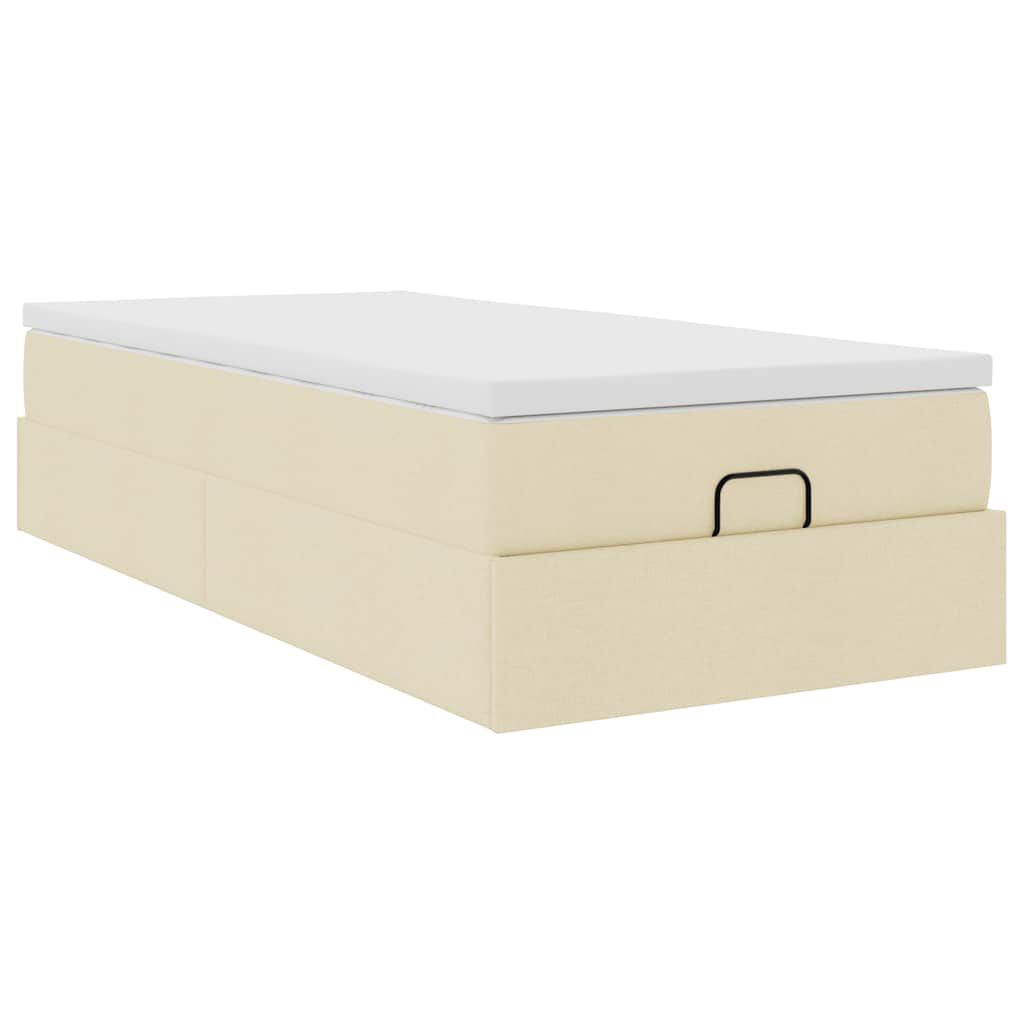 vidaXL Οθωμανικό κρεβάτι με στρώμα Cream 100x200cm ύφασμα