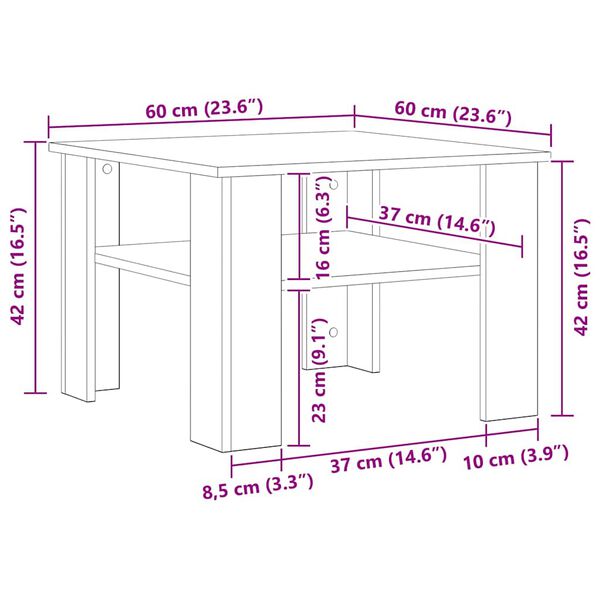 vidaXL Τραπεζάκι Σαλονιού Λευκό 60 x 60 x 42 εκ. από Επεξ. Ξύλο