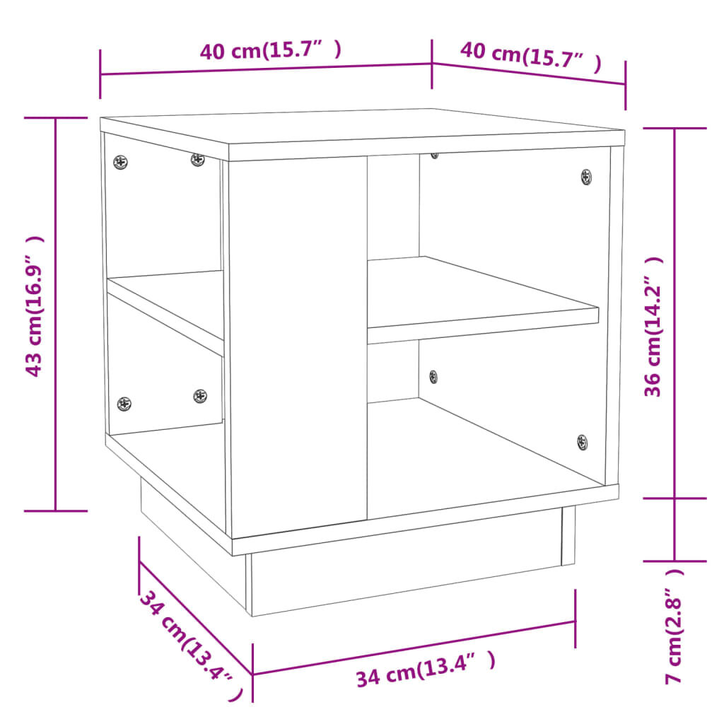 vidaXL Τραπεζάκι Σαλονιού Γκρι Σκυρ. 40x40x43 εκ. Επεξεργασμένο Ξύλο