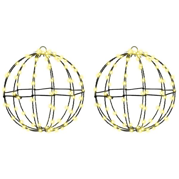 vidaXL Μπάλα με 192 LED 2 pcs Θερμό λευκό 30 cm Μέταλλο