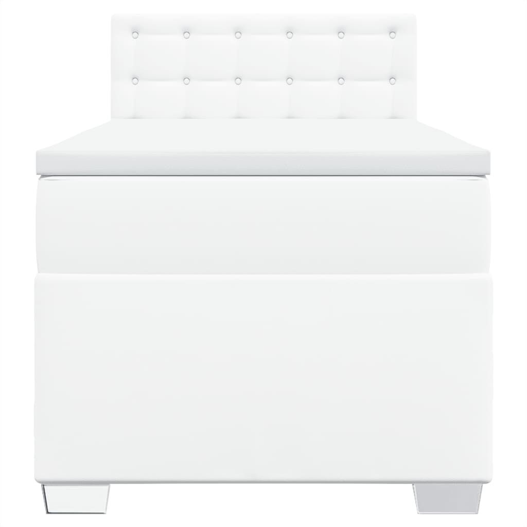 vidaXL Κρεβάτι Boxspring με Στρώμα Λευκό 90x190εκ. από Συνθετικό Δέρμα