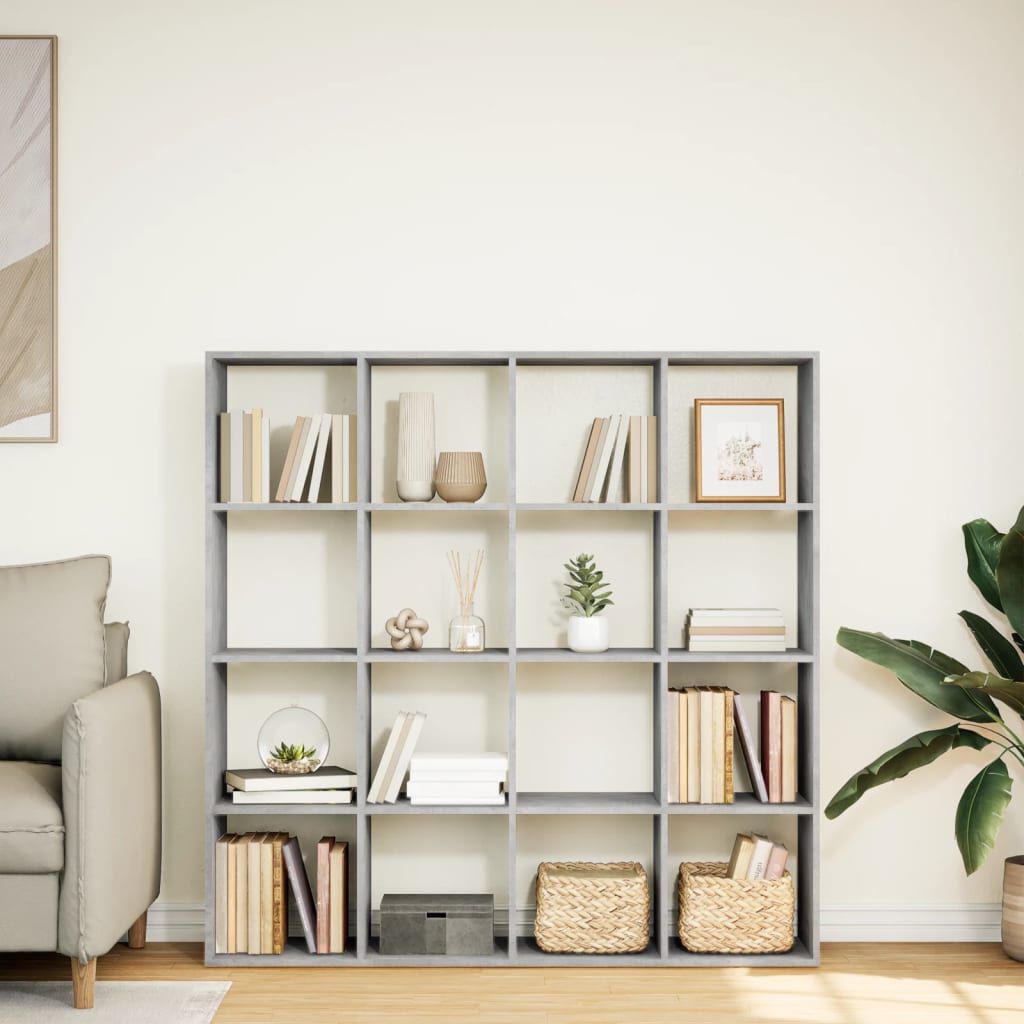 vidaXL Βιβλιοθήκη Γκρι Σκυρ. 137,5x29x137,5 εκ. Επεξεργασμένο Ξύλο
