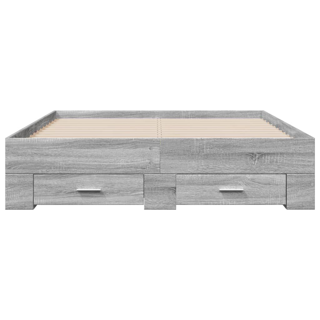 vidaXL Πλαίσιο Κρεβατιού με συρτάρια Γκρι sonoma 140x190εκ. Επεξ. Ξύλο