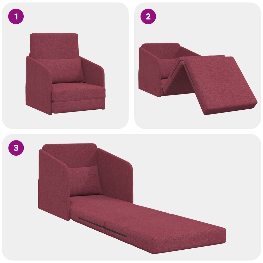 vidaXL Καναπές Κρεβάτι 2 σε 1 Μπορντό 65x80x83 εκ. Υφασμάτινος