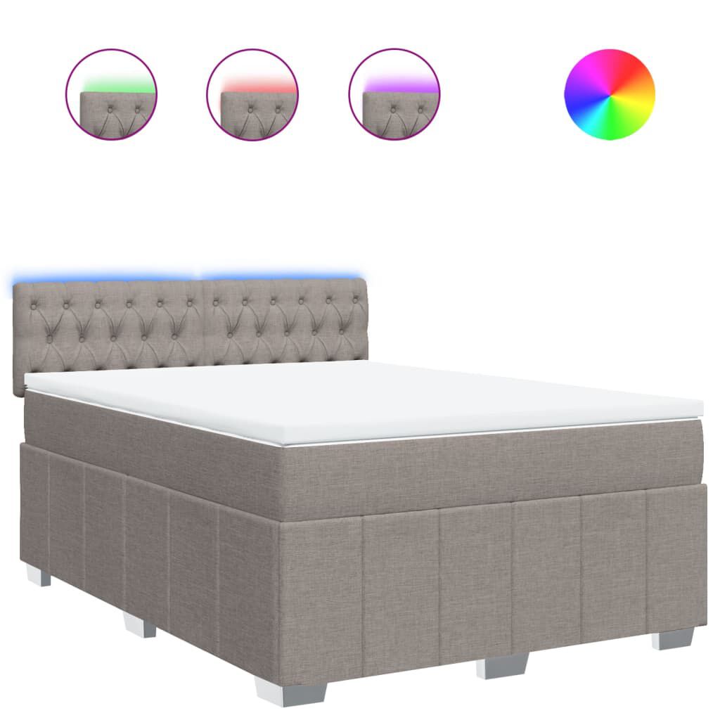 vidaXL Κρεβάτι Boxspring με Στρώμα Taupe 140x200 εκ. Υφασμάτινο