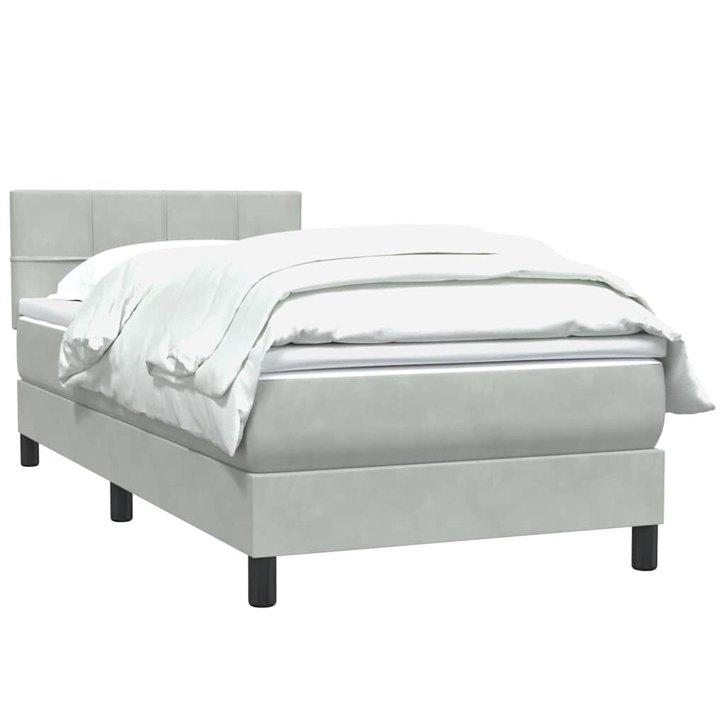 vidaXL Box Spring κρεβάτι με στρώμα ανοιχτό γκρι 80x220 cm Βελούδινο