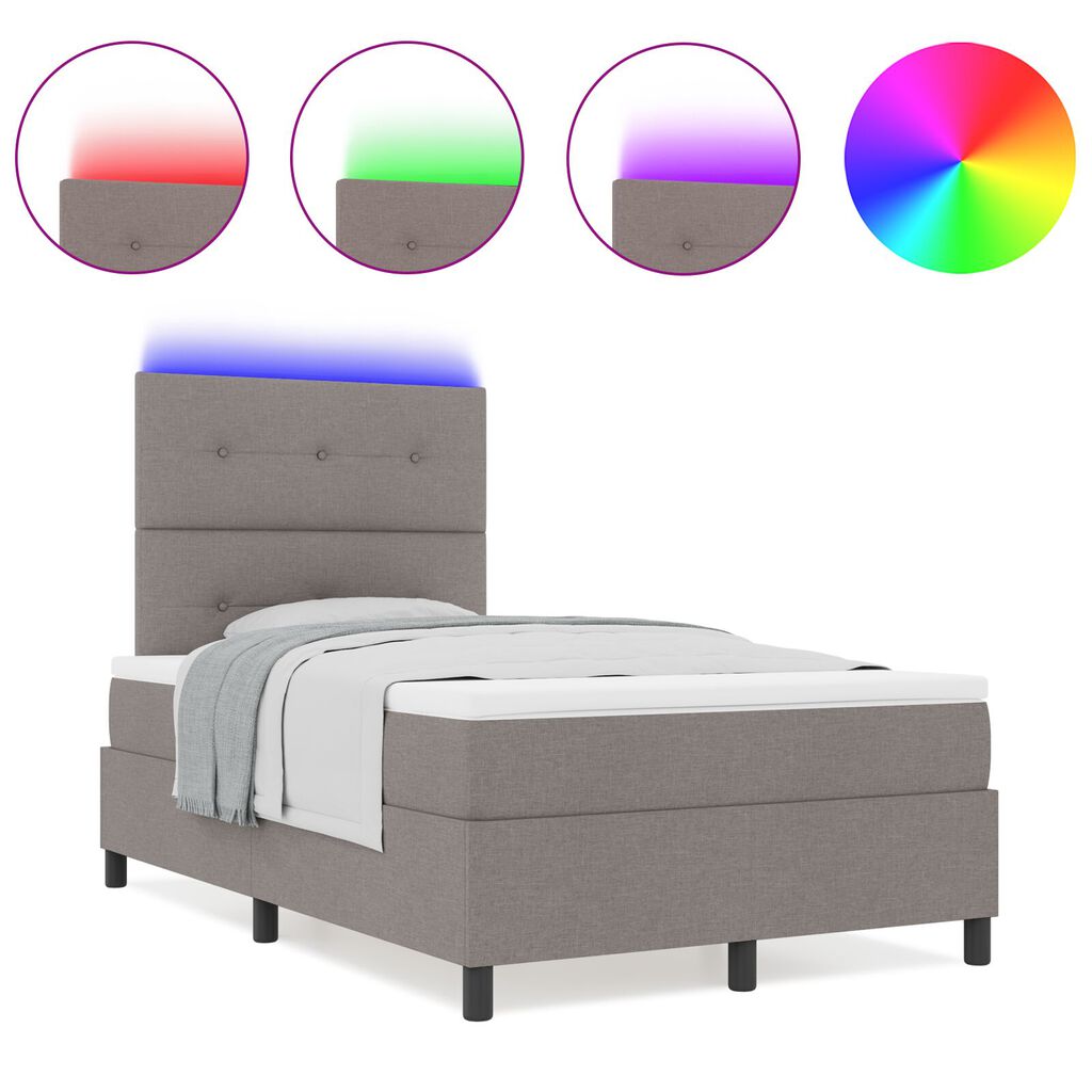vidaXL Κρεβάτι Κουτιού με Στρώμα & LED Φως 120x200 εκ Ύφασμα