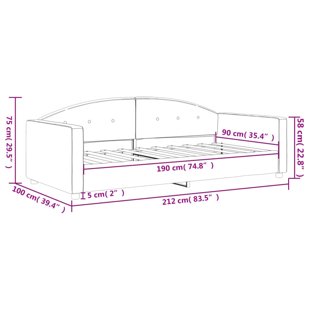 vidaXL Καναπές Κρεβάτι Μαύρος 90 x 190 εκ. Βελούδινος