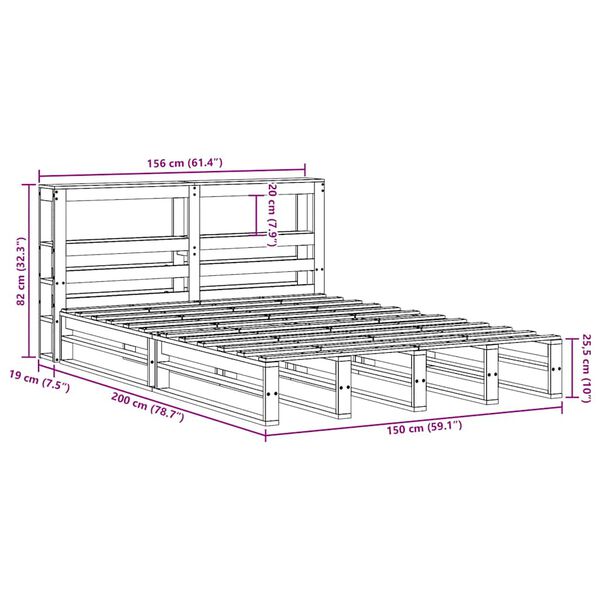 vidaXL Σκελετός Κρεβ. Χωρίς Στρώμα Λευκό 150x200 εκ Μασίφ Πεύκο