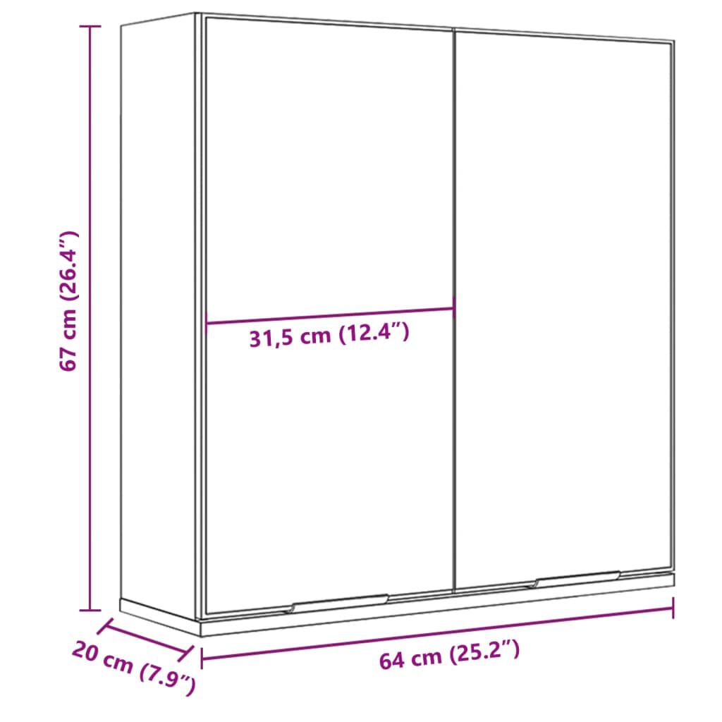 vidaXL Καθρέφτης Μπάνιου με Ντουλάπι Μαύρος 64x20x67 εκ. Επεξ. Ξύλο