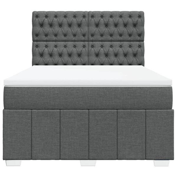 vidaXL Κρεβάτι Boxspring με Στρώμα Σκούρο Γκρι 140x190 εκ. Υφασμάτινο