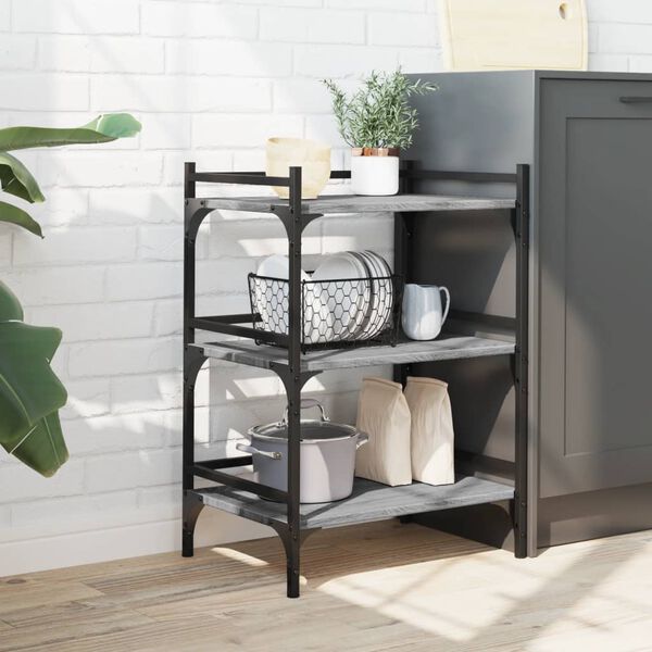 vidaXL Τρόλεϊ Κουζίνας Sonoma Γκρι 50x35x75,5 εκ. Επεξεργασμένο Ξύλο