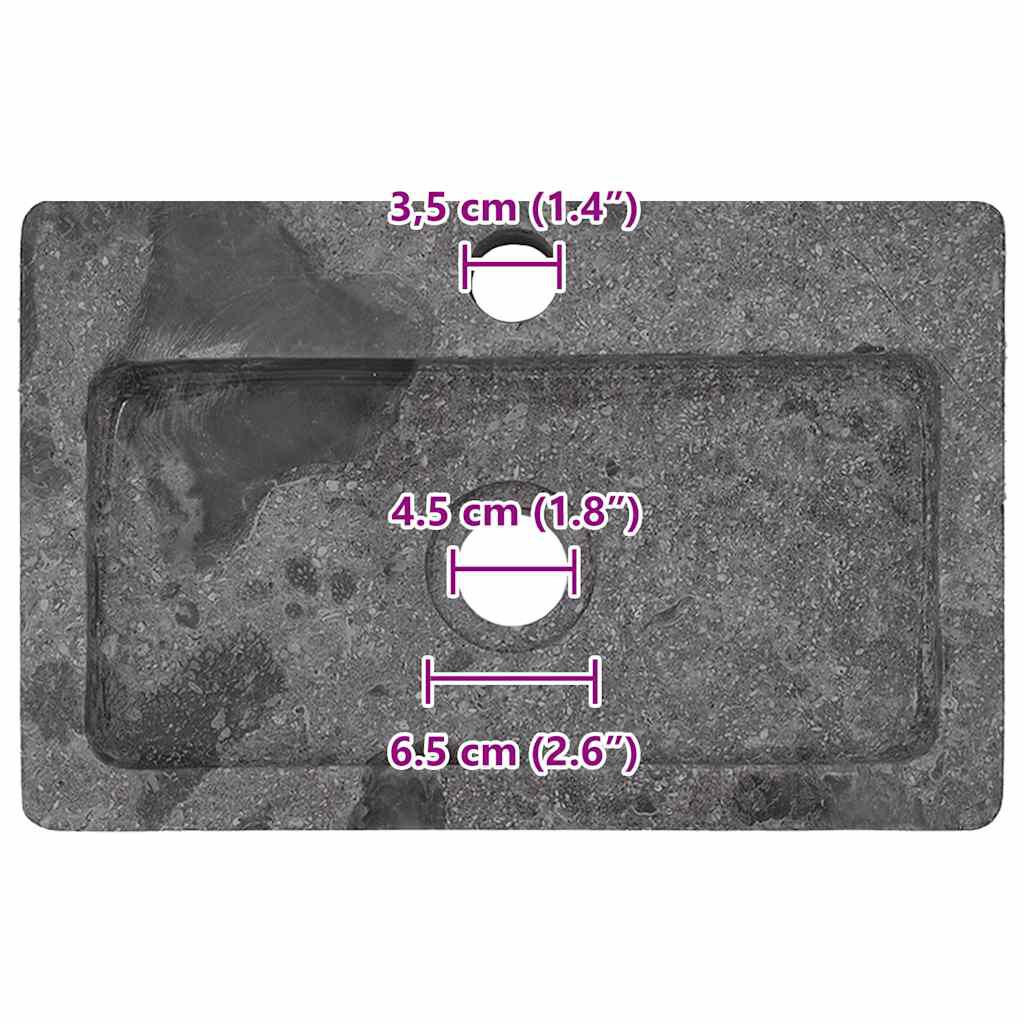 vidaXL Νιπτήρας Επιτοίχιος Γκρι 38 x 24 x 6,5 εκ. Μαρμάρινος