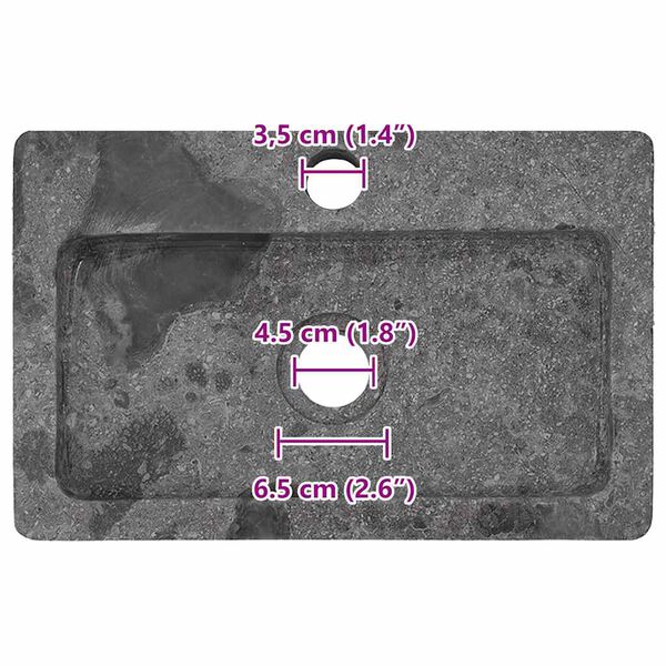 vidaXL Νιπτήρας Επιτοίχιος Γκρι 38 x 24 x 6,5 εκ. Μαρμάρινος