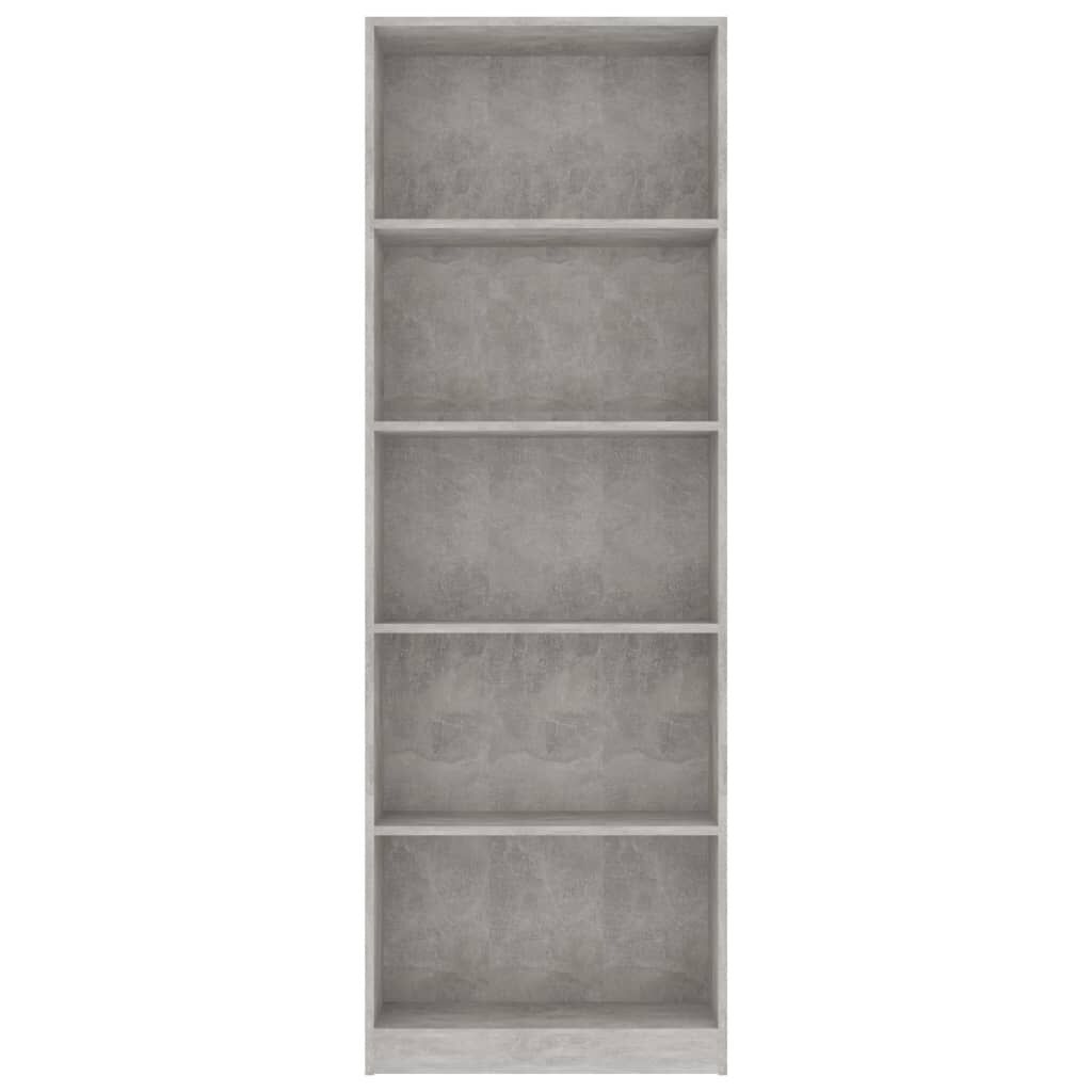 vidaXL Βιβλιοθήκη με 5 Ράφια Γκρι Σκυροδέμ. 60x24x175 εκ. Επεξ. Ξύλο