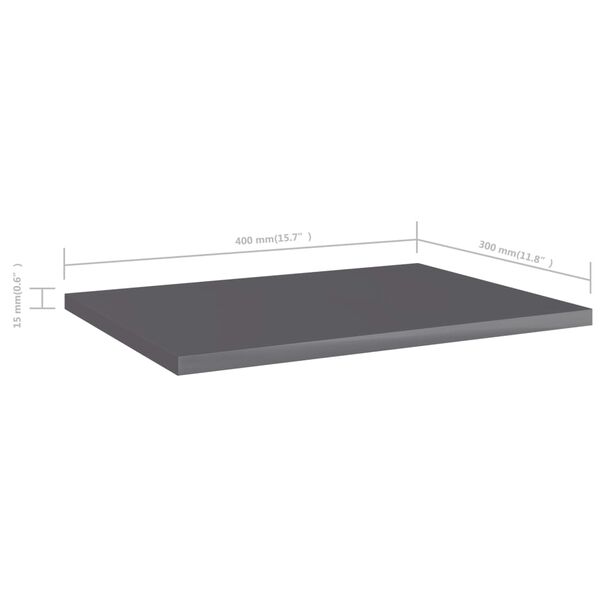 vidaXL Ράφια Βιβλιοθήκης 4 τεμ. Γυαλ. Γκρι 40x30x1,5 εκ. Μοριοσανίδα