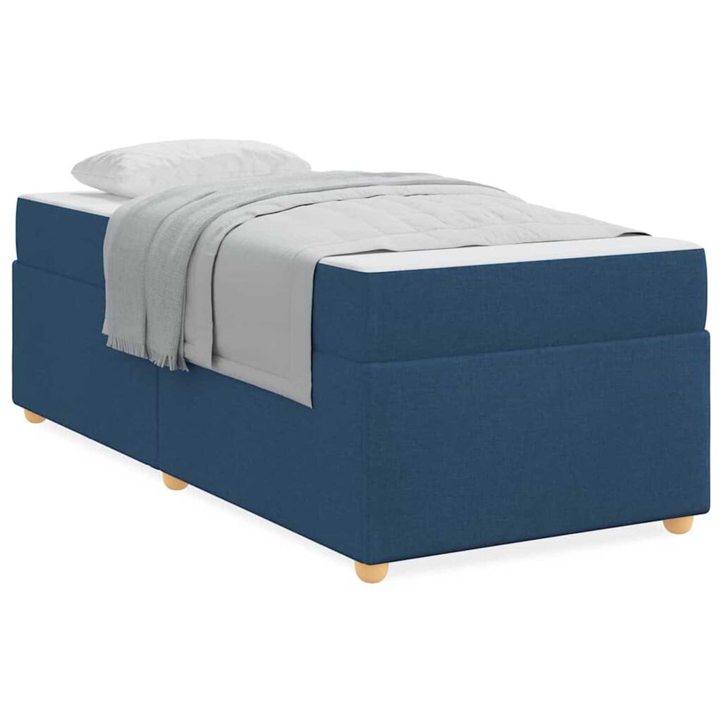vidaXL Σκελετός Κρεβατιού με στρώμα Μπλε 90 x 200 cm ύφασμα