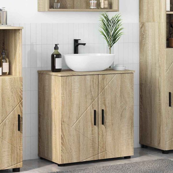 vidaXL Ντουλάπι Μπάνιου με ράφι με πόρτα Sonoma Δρυς 61 x 35 x 64 εκ.