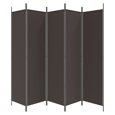 vidaXL Διαχωριστικό Δωματίου με 5 Πάνελ Καφέ 250x200 εκ. από Ύφασμα