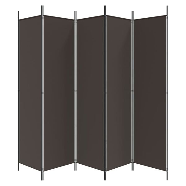 vidaXL Διαχωριστικό Δωματίου με 5 Πάνελ Καφέ 250x200 εκ. από Ύφασμα