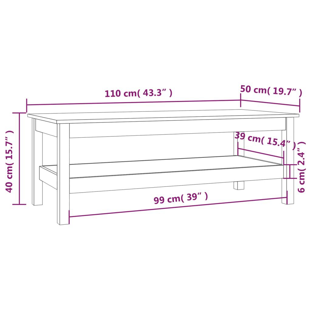 vidaXL Τραπεζάκι Σαλονιού Καφέ Μελί 110x50x40 εκ. Μασίφ Ξύλο Πεύκου