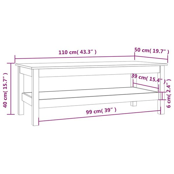 vidaXL Τραπεζάκι Σαλονιού Καφέ Μελί 110x50x40 εκ. Μασίφ Ξύλο Πεύκου