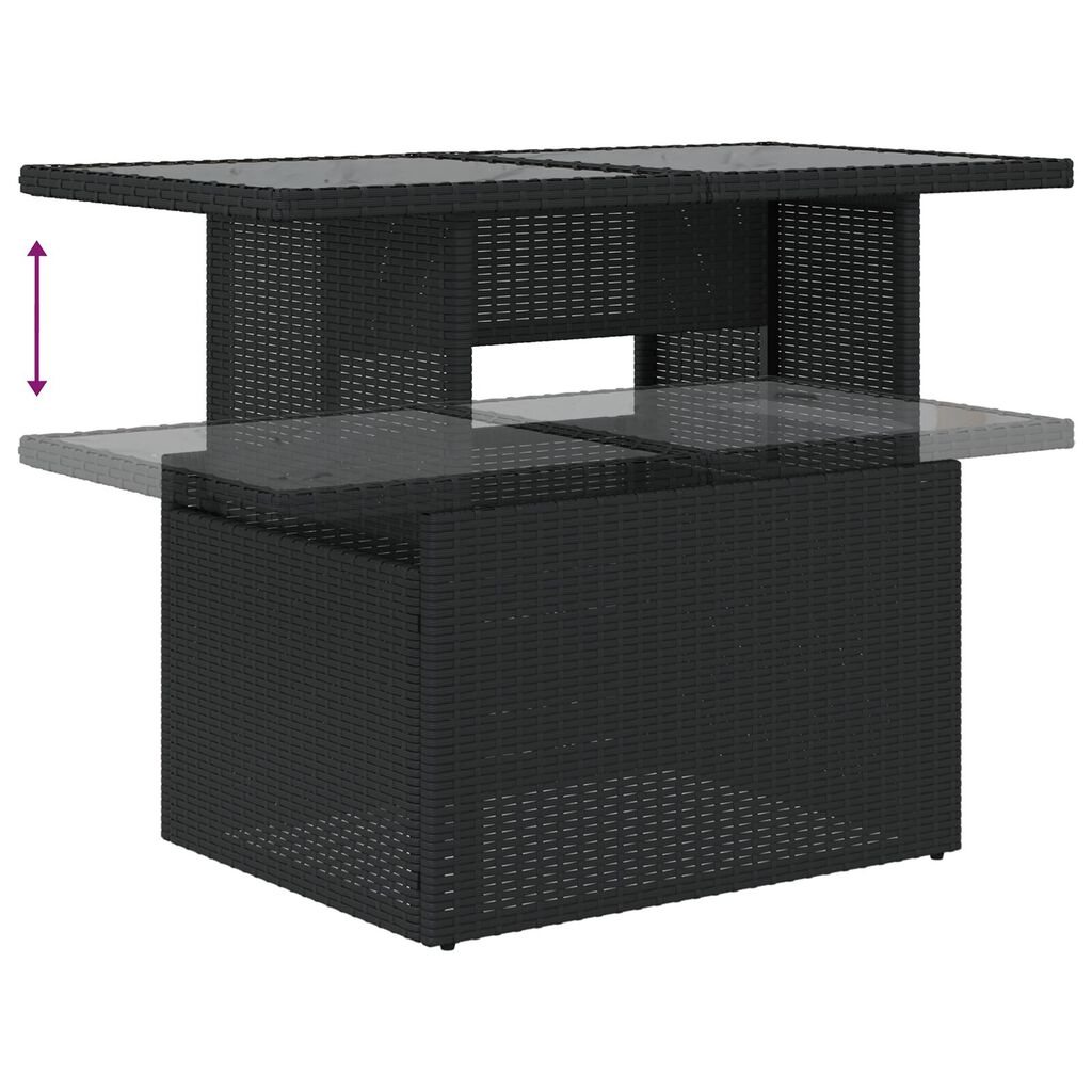 vidaXL Σετ Garden Sofa 9 Τεμαχίων με Μαξιλάρια Μαύρο Πολυ Ρατάν