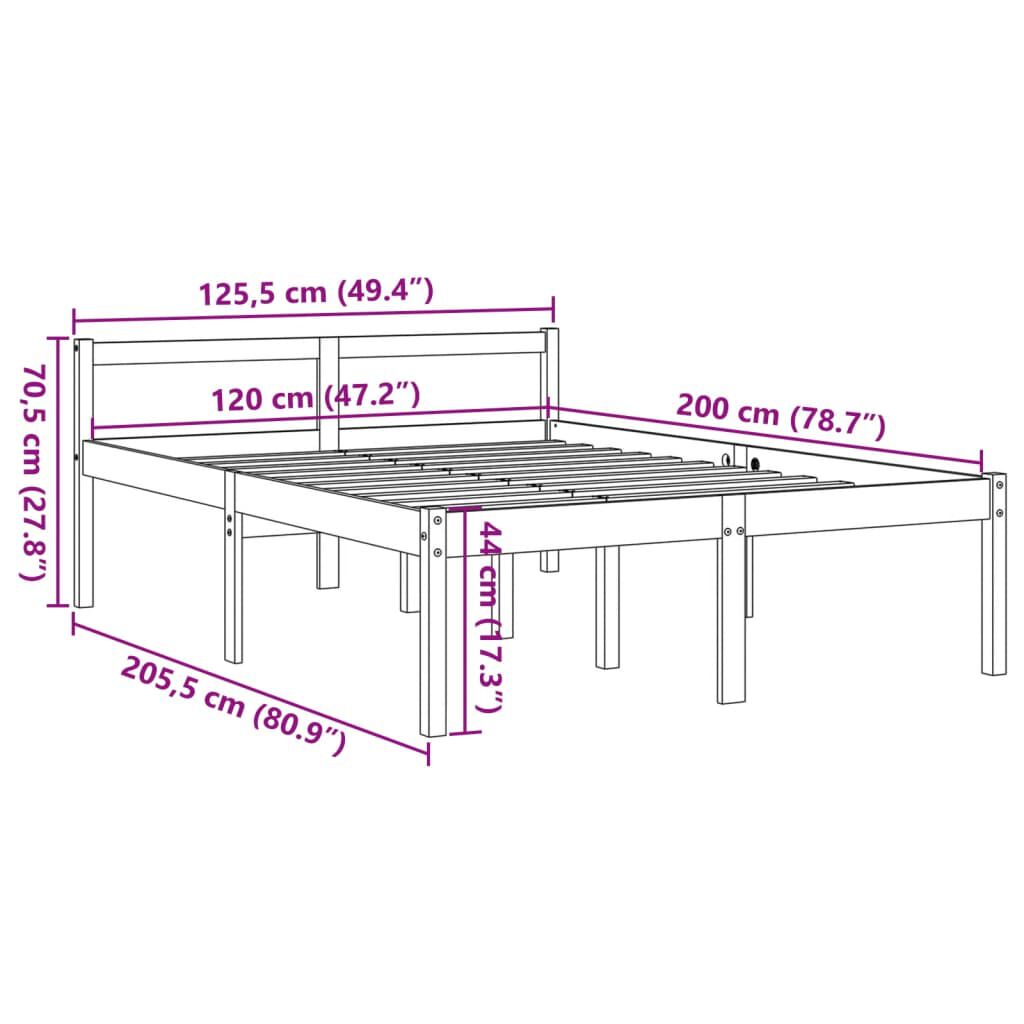 vidaXL Κρεβάτι Ηλικιωμένων Καφέ Κεριού 120x200εκ από Μασίφ Ξύλο Πεύκου