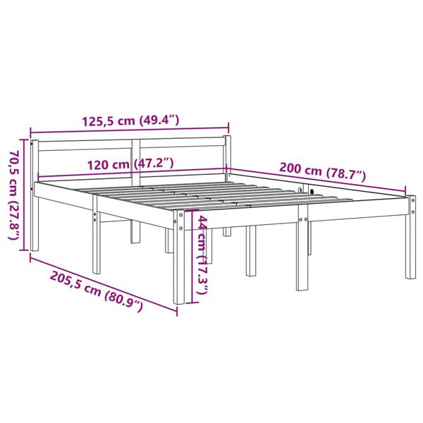 vidaXL Κρεβάτι Ηλικιωμένων Καφέ Κεριού 120x200εκ από Μασίφ Ξύλο Πεύκου