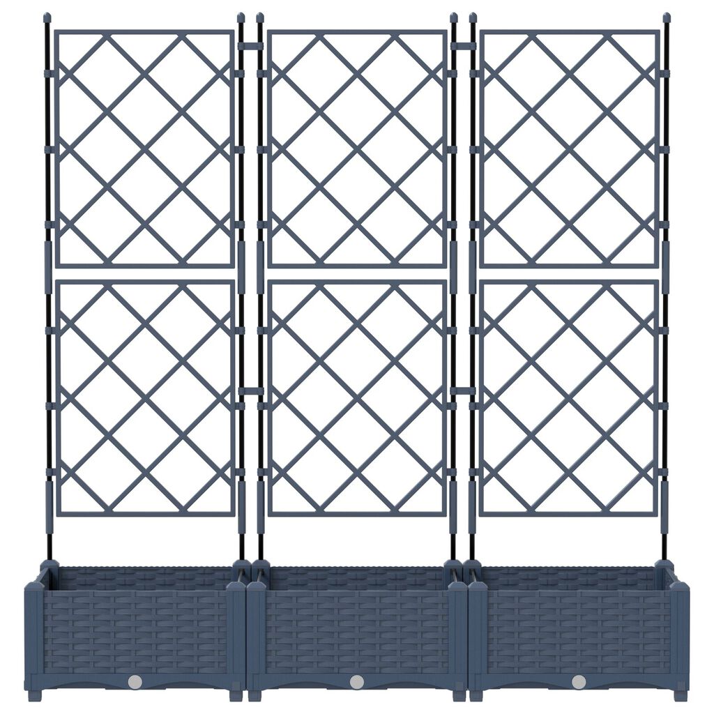 vidaXL Γλάστρα Κήπου με Πλέγμα 3 τμχ Γκρι 120x40x125.5 εκ.