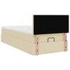 vidaXL Οθωμανικό κρεβάτι με στρώμα & LEDs Cream 80x200cm ύφασμα