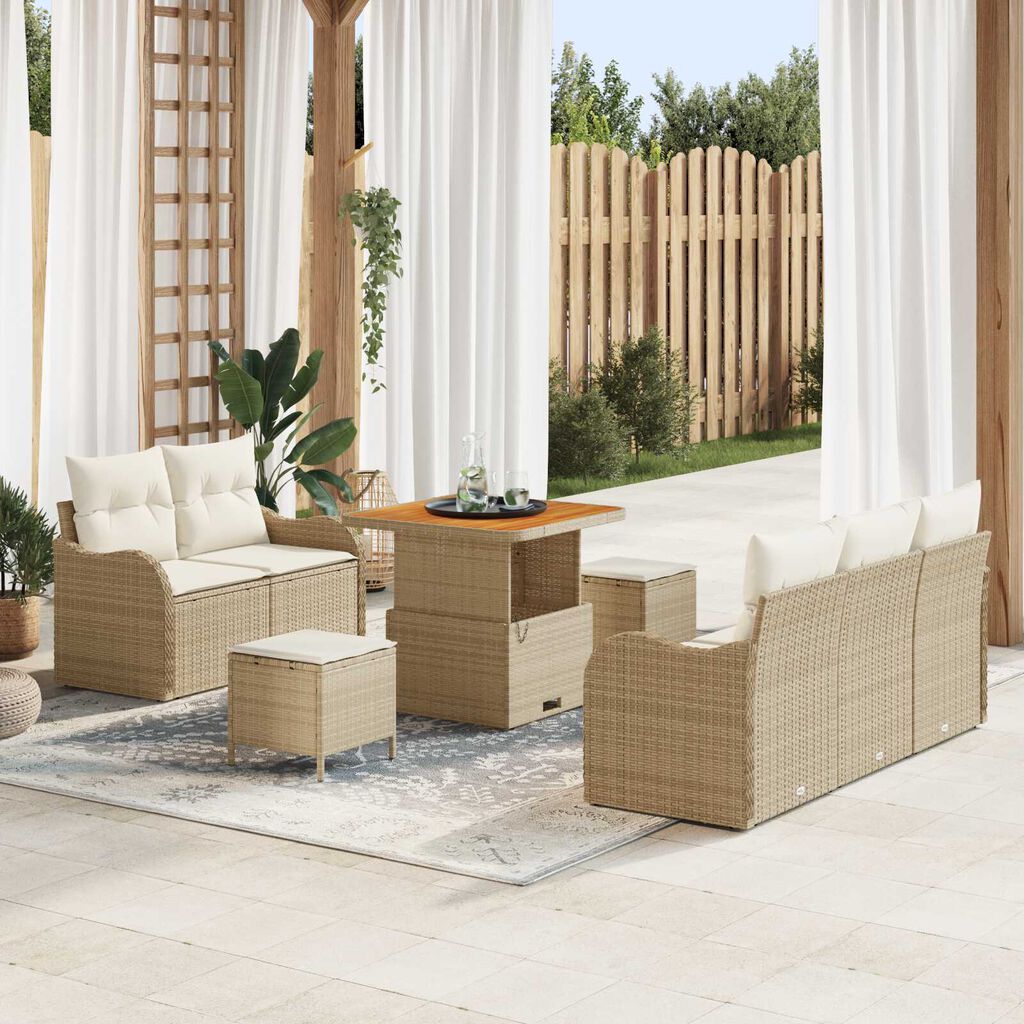 vidaXL Σετ Καναπέ Κήπου 8 pcs Μπεζ συνθετικό ρατάν