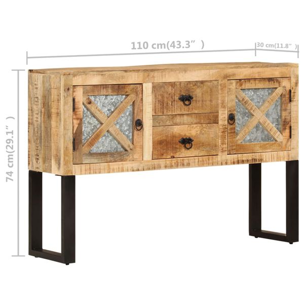 vidaXL Κονσόλα 110 x 30 x 74 εκ. από Ακατέργαστο Ξύλο Μάνγκο