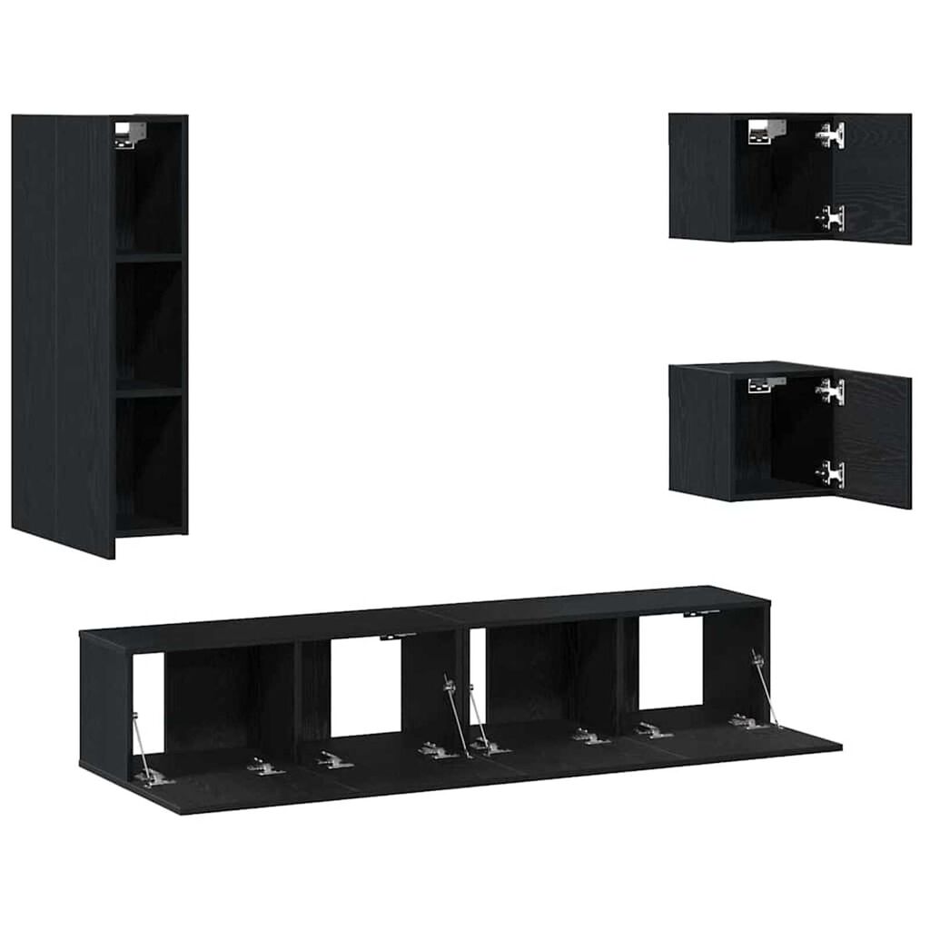 vidaXL Σετ επίπλου τηλεόρασης 5 pcs Μαύρη δρυς Επεξεργασμένο ξύλο
