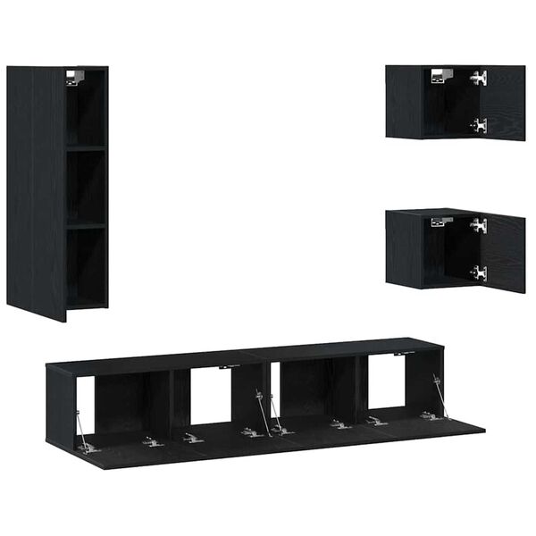 vidaXL Σετ επίπλου τηλεόρασης 5 pcs Μαύρη δρυς Επεξεργασμένο ξύλο
