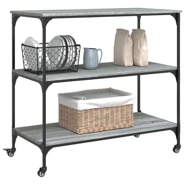 vidaXL Τρόλεϊ Κουζίνας Sonoma Γκρι 102x50x95 εκ. Επεξεργασμένο Ξύλο