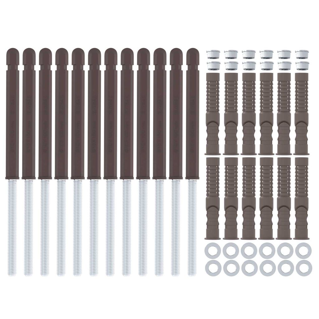 vidaXL Βραχίονες αιωρούμενου ραφιού 12 pcs Καφέ Ø10 x 170 mm Ατσάλι