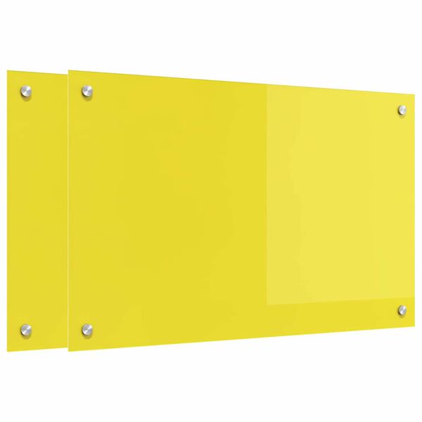 vidaXL Πίσω Πάνελ Κουζίνας 2 pcs Κίτρινο 80 x 50 cm σκληρυμένο γυαλί