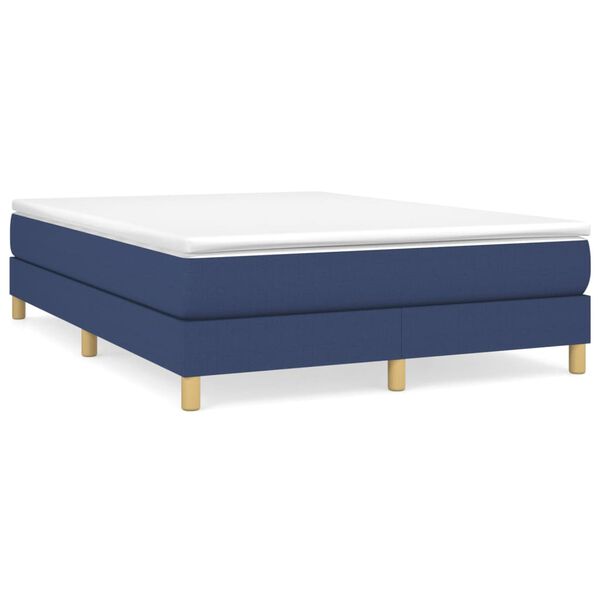 vidaXL Κρεβάτι Boxspring με Στρώμα Μπλε 140x190 εκ. Υφασμάτινο