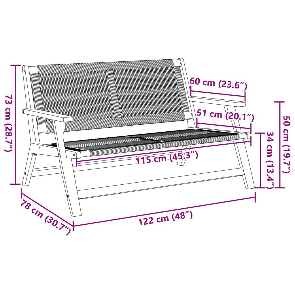 vidaXL Πάγκος Κήπου Μπεζ 76x122x73 εκ. Μασίφ Ξύλο Ακακίας