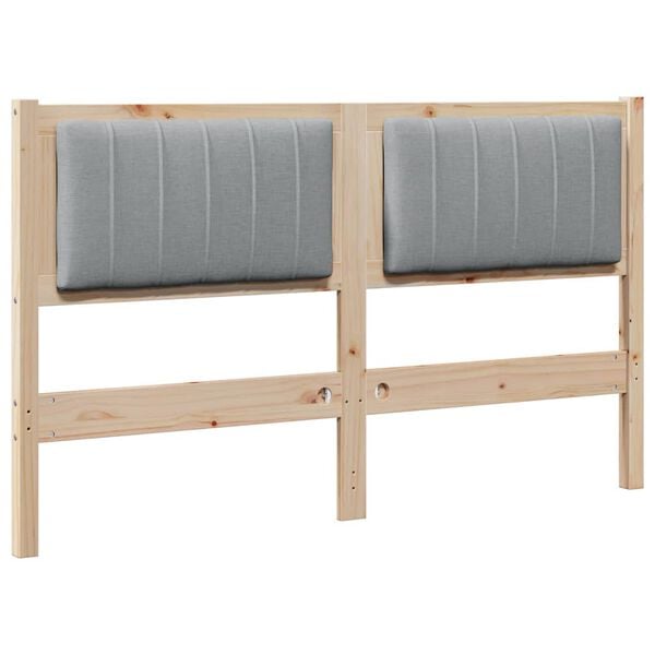 vidaXL Ταπετσαρισμένο κεφαλάρι Καφέ 135 cm Στερεά ξυλεία πεύκου