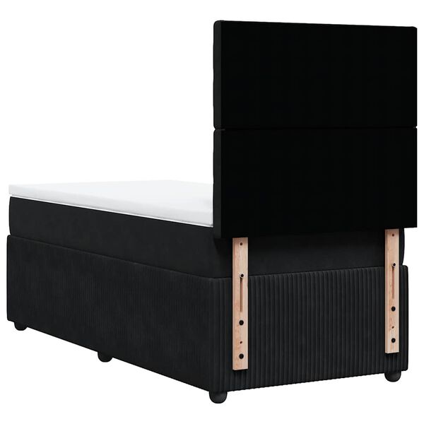 vidaXL Κρεβάτι Boxspring με Στρώμα Μαύρο 90x200 εκ. Βελούδινο