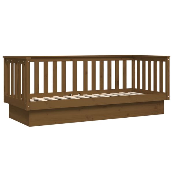 vidaXL Καναπές Κρεβάτι Καφέ Μελί 75x190 εκ. από Μασίφ Ξύλο Πεύκου